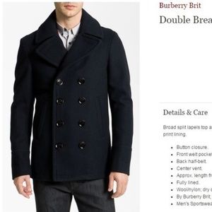 50 Burberry Eckford Peacoat Navy Wool 